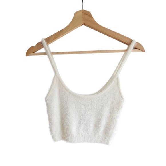 New with Tags Garage Womens Off White Fuzzy Knit Tank Top, Size Small - Picture 2 of 10
